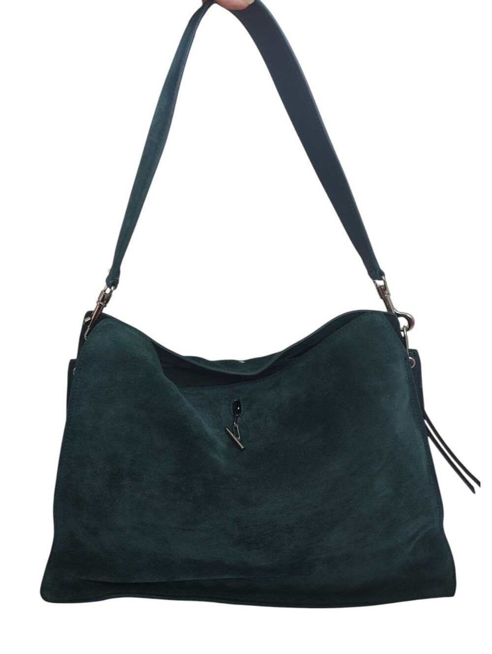 Celine Green Suede Leather Slouchy Shoulder Bag